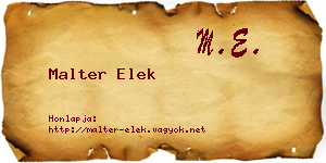 Malter Elek névjegykártya